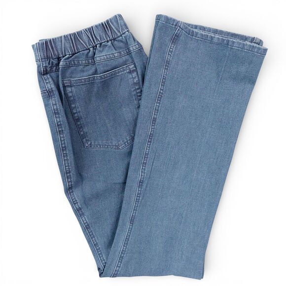 Isaac Mizrahi Live Sz 8 Stretch Denim Jeans Pull On Back Elastic Waist Bootcut - Picture 11 of 11